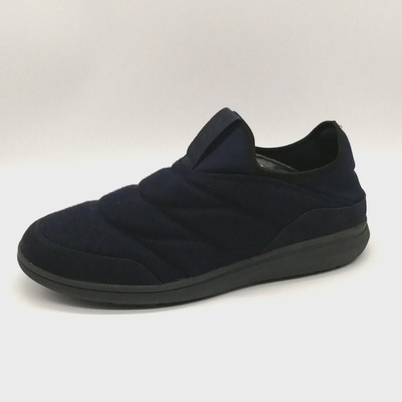 Florsheim Mens Slip On Sneaker Navy Blue Quilted Low Wedge‎ Heel Round Toe 11.5M - Picture 1 of 10